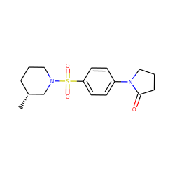 C[C@@H]1CCCN(S(=O)(=O)c2ccc(N3CCCC3=O)cc2)C1 ZINC000012002090