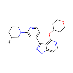 C[C@@H]1CCCN(c2cc(-c3n[nH]c4ccnc(OC5CCOCC5)c34)ccn2)C1 ZINC000114773543