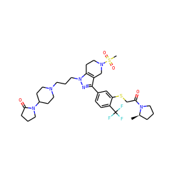 C[C@@H]1CCCN1C(=O)CSc1cc(-c2nn(CCCN3CCC(N4CCCC4=O)CC3)c3c2CN(S(C)(=O)=O)CC3)ccc1C(F)(F)F ZINC000049793361