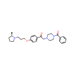 C[C@@H]1CCCN1CCCOc1ccc(C(=O)CN2CCN(C(=O)c3ccccc3)CC2)cc1 ZINC000084669264