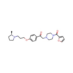 C[C@@H]1CCCN1CCCOc1ccc(C(=O)CN2CCN(C(=O)c3ccco3)CC2)cc1 ZINC000084710359