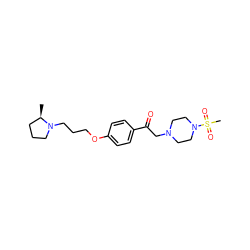 C[C@@H]1CCCN1CCCOc1ccc(C(=O)CN2CCN(S(C)(=O)=O)CC2)cc1 ZINC000084670415