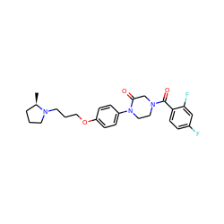 C[C@@H]1CCCN1CCCOc1ccc(N2CCN(C(=O)c3ccc(F)cc3F)CC2=O)cc1 ZINC000028870300