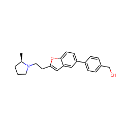 C[C@@H]1CCCN1CCc1cc2cc(-c3ccc(CO)cc3)ccc2o1 ZINC000013606783