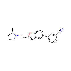 C[C@@H]1CCCN1CCc1cc2cc(-c3cccc(C#N)c3)ccc2o1 ZINC000013606785