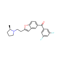 C[C@@H]1CCCN1CCc1cc2cc(C(=O)c3cc(F)cc(F)c3)ccc2o1 ZINC000013606769