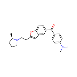 C[C@@H]1CCCN1CCc1cc2cc(C(=O)c3ccc(N(C)C)cc3)ccc2o1 ZINC000013606761