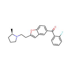 C[C@@H]1CCCN1CCc1cc2cc(C(=O)c3ccccc3F)ccc2o1 ZINC000013606753