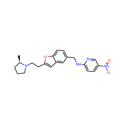 C[C@@H]1CCCN1CCc1cc2cc(CNc3ccc([N+](=O)[O-])cn3)ccc2o1 ZINC000013674366