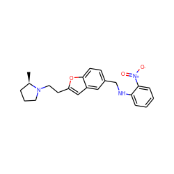 C[C@@H]1CCCN1CCc1cc2cc(CNc3ccccc3[N+](=O)[O-])ccc2o1 ZINC000013674331