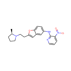 C[C@@H]1CCCN1CCc1cc2cc(Nc3ncccc3[N+](=O)[O-])ccc2o1 ZINC000013674383