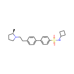 C[C@@H]1CCCN1CCc1ccc(-c2ccc(S(=O)(=O)NC3CCC3)cc2)cc1 ZINC000043013472