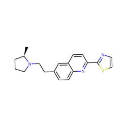 C[C@@H]1CCCN1CCc1ccc2nc(-c3nccs3)ccc2c1 ZINC000049048294