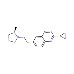 C[C@@H]1CCCN1CCc1ccc2nc(C3CC3)ccc2c1 ZINC000038779136