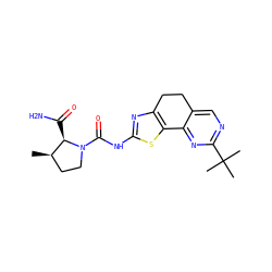 C[C@@H]1CCN(C(=O)Nc2nc3c(s2)-c2nc(C(C)(C)C)ncc2CC3)[C@@H]1C(N)=O ZINC000068248843