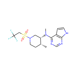 C[C@@H]1CCN(S(=O)(=O)CC(F)(F)F)C[C@@H]1N(C)c1ncnc2[nH]ccc12 ZINC000066251535