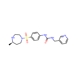 C[C@@H]1CCN(S(=O)(=O)c2ccc(NC(=O)NCc3cccnc3)cc2)CCN1 ZINC000096271679