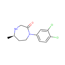 C[C@@H]1CCN(c2ccc(Cl)c(Cl)c2)C(=O)CN1 ZINC000299826815