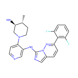 C[C@@H]1CCN(c2ccncc2Nc2ncc3ccc(-c4c(F)cccc4F)nn23)C[C@H]1N ZINC000144460140