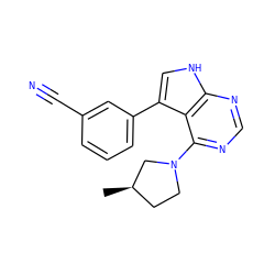 C[C@@H]1CCN(c2ncnc3[nH]cc(-c4cccc(C#N)c4)c23)C1 ZINC000210717432