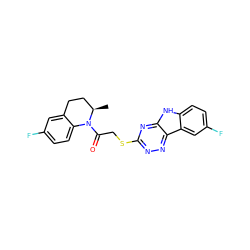 C[C@@H]1CCc2cc(F)ccc2N1C(=O)CSc1nnc2c(n1)[nH]c1ccc(F)cc12 ZINC000101523611