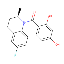 C[C@@H]1CCc2cc(F)ccc2N1C(=O)c1ccc(O)cc1O ZINC000653615129