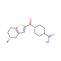 C[C@@H]1CCc2sc(C(=O)N3CCC(C(N)=O)CC3)cc2C1 ZINC000020901752