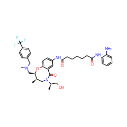 C[C@@H]1CN([C@H](C)CO)C(=O)c2cc(NC(=O)CCCCCC(=O)Nc3ccccc3N)ccc2O[C@@H]1CN(C)Cc1ccc(C(F)(F)F)cc1 ZINC000095601245