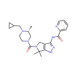 C[C@@H]1CN(C(=O)N2Cc3c(NC(=O)c4ccccn4)n[nH]c3C2(C)C)CCN1CC1CC1 ZINC000114184350