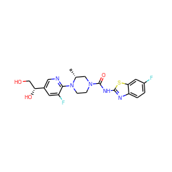 C[C@@H]1CN(C(=O)Nc2nc3ccc(F)cc3s2)CCN1c1ncc([C@H](O)CO)cc1F ZINC000206129042