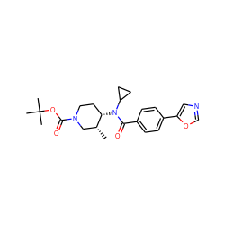 C[C@@H]1CN(C(=O)OC(C)(C)C)CC[C@@H]1N(C(=O)c1ccc(-c2cnco2)cc1)C1CC1 ZINC000207697026