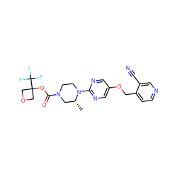 C[C@@H]1CN(C(=O)OC2(C(F)(F)F)COC2)CCN1c1ncc(OCc2ccncc2C#N)cn1 ZINC000116203984