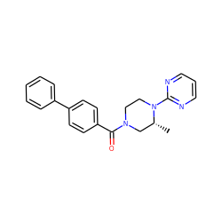 C[C@@H]1CN(C(=O)c2ccc(-c3ccccc3)cc2)CCN1c1ncccn1 ZINC000034804529