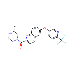 C[C@@H]1CN(C(=O)c2ccc3cc(Oc4ccc(C(F)(F)F)nc4)ccc3n2)CCN1 ZINC001772642548