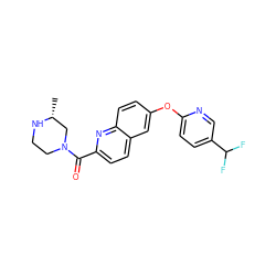 C[C@@H]1CN(C(=O)c2ccc3cc(Oc4ccc(C(F)F)cn4)ccc3n2)CCN1 ZINC001772623356