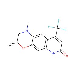 C[C@@H]1CN(C)c2cc3c(C(F)(F)F)cc(=O)[nH]c3cc2O1 ZINC000014967293