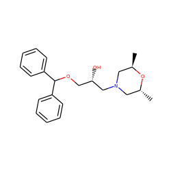 C[C@@H]1CN(C[C@@H](O)COC(c2ccccc2)c2ccccc2)C[C@@H](C)O1 ZINC000012531883