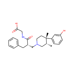 C[C@@H]1CN(C[C@H](Cc2ccccc2)C(=O)NCC(=O)O)CC[C@]1(C)c1cccc(O)c1 ZINC000000598850