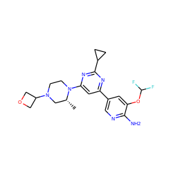 C[C@@H]1CN(C2COC2)CCN1c1cc(-c2cnc(N)c(OC(F)F)c2)nc(C2CC2)n1 ZINC000653670271