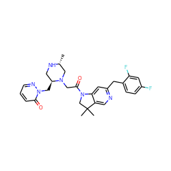 C[C@@H]1CN(CC(=O)N2CC(C)(C)c3cnc(Cc4ccc(F)cc4F)cc32)[C@@H](Cn2ncccc2=O)CN1 ZINC000219042635