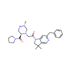 C[C@@H]1CN(CC(=O)N2CC(C)(C)c3cnc(Cc4ccccc4)cc32)[C@@H](C(=O)N2CCCC2)CN1 ZINC000219047683