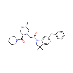 C[C@@H]1CN(CC(=O)N2CC(C)(C)c3cnc(Cc4ccccc4)cc32)[C@@H](C(=O)N2CCCCC2)CN1 ZINC000219024267