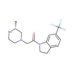 C[C@@H]1CN(CC(=O)N2CCc3ccc(C(F)(F)F)cc32)CCN1 ZINC000205473700