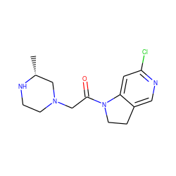 C[C@@H]1CN(CC(=O)N2CCc3cnc(Cl)cc32)CCN1 ZINC000205474859