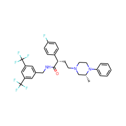 C[C@@H]1CN(CC[C@H](C(=O)NCc2cc(C(F)(F)F)cc(C(F)(F)F)c2)c2ccc(F)cc2)CCN1c1ccccc1 ZINC000034804209