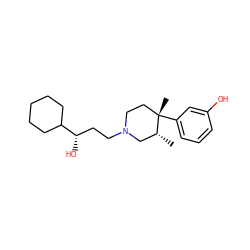 C[C@@H]1CN(CC[C@H](O)C2CCCCC2)CC[C@]1(C)c1cccc(O)c1 ZINC000000003962