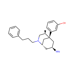 C[C@@H]1CN(CCCc2ccccc2)[C@H]2C[C@H](N)C[C@]1(c1cccc(O)c1)C2 ZINC000013475348