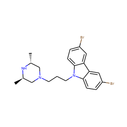 C[C@@H]1CN(CCCn2c3ccc(Br)cc3c3cc(Br)ccc32)C[C@@H](C)N1 ZINC000026576630