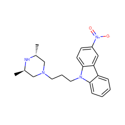 C[C@@H]1CN(CCCn2c3ccccc3c3cc([N+](=O)[O-])ccc32)C[C@@H](C)N1 ZINC000026578112