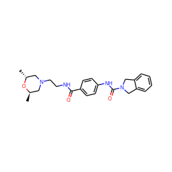 C[C@@H]1CN(CCNC(=O)c2ccc(NC(=O)N3Cc4ccccc4C3)cc2)C[C@@H](C)O1 ZINC000166921607